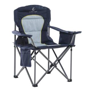 PHI VILLA Oversized Folding Camping Chair With Cooler Bag Thicken Padded Chair Heavy-Duty Linearity Design THD-E01CC403-NB