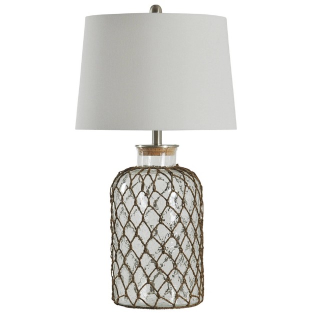 3 way Seeded Netted Rope Glass Table Lamp Stylecraft