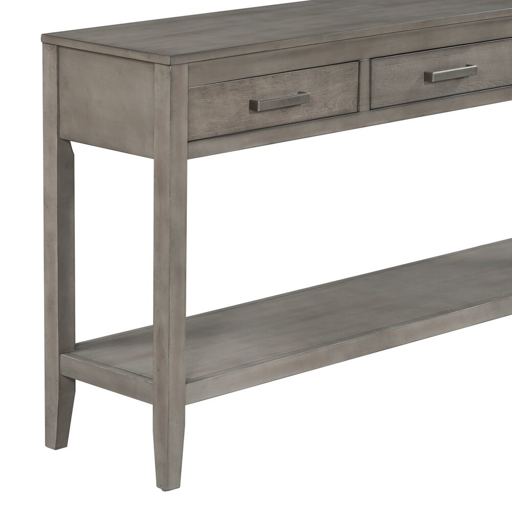 59 Inch Solid Wood and MDF Console Table with one Shelf