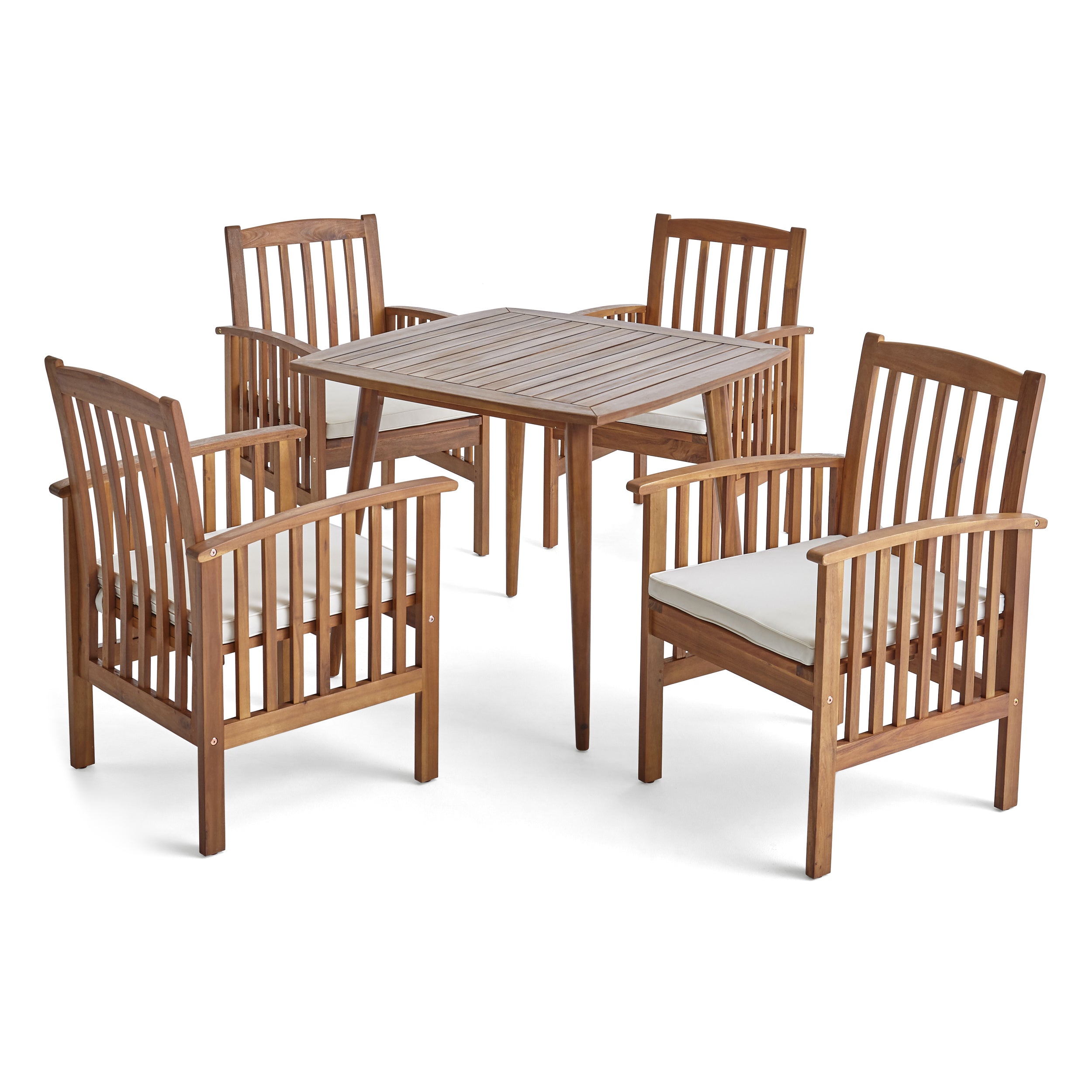 Phoenix Outdoor Acacia 4-Seater Dining Set with Cushions and 36