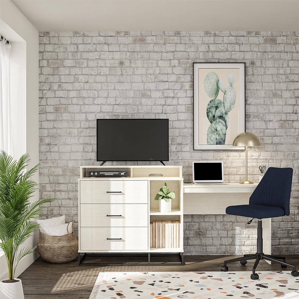 The Novogratz Kelly 3 in 1 Media Dresser and Desk Combo