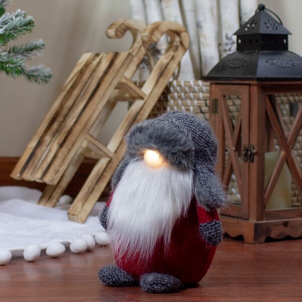 8.25 LED Lighted Red and Gray Gnome Christmas Figure