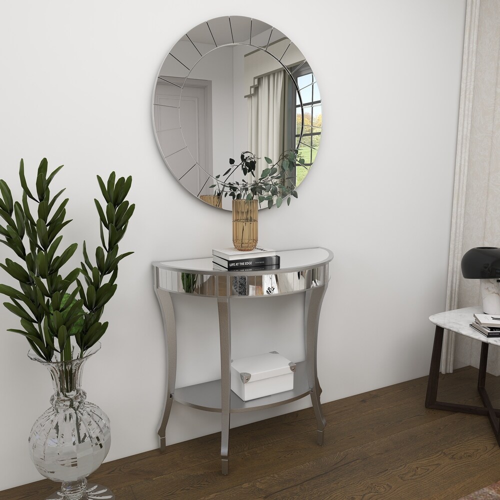 White Fir Glam Console Table with Mirror (Set of 2)   32 x 14 x 32