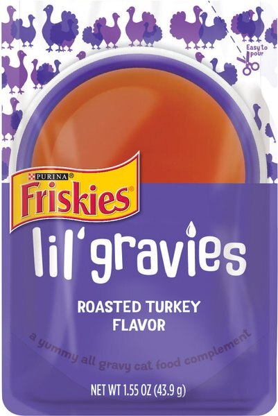 Friskies Lil' Gravies Roasted Turkey Flavor Cat Food Complement， 1.55-oz， case of 16