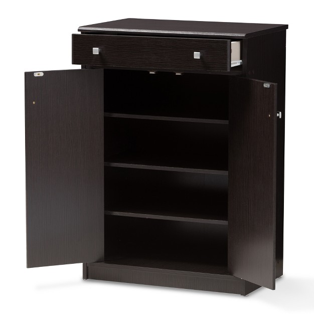 Dariell Modern And Contemporary Finished Shoe Cabinet Dark Brown Baxton Studio