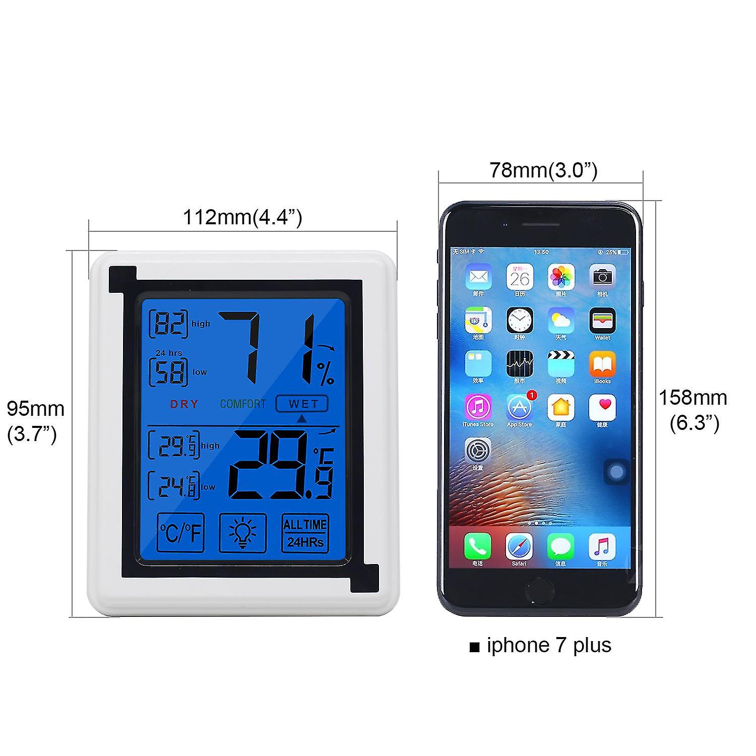 Thermometer Hygrometer With 4 Inch Large Backlight Lcd Touchscreen， Digital Temperature Humidity Monitor  For Nursery Room Greenhouse