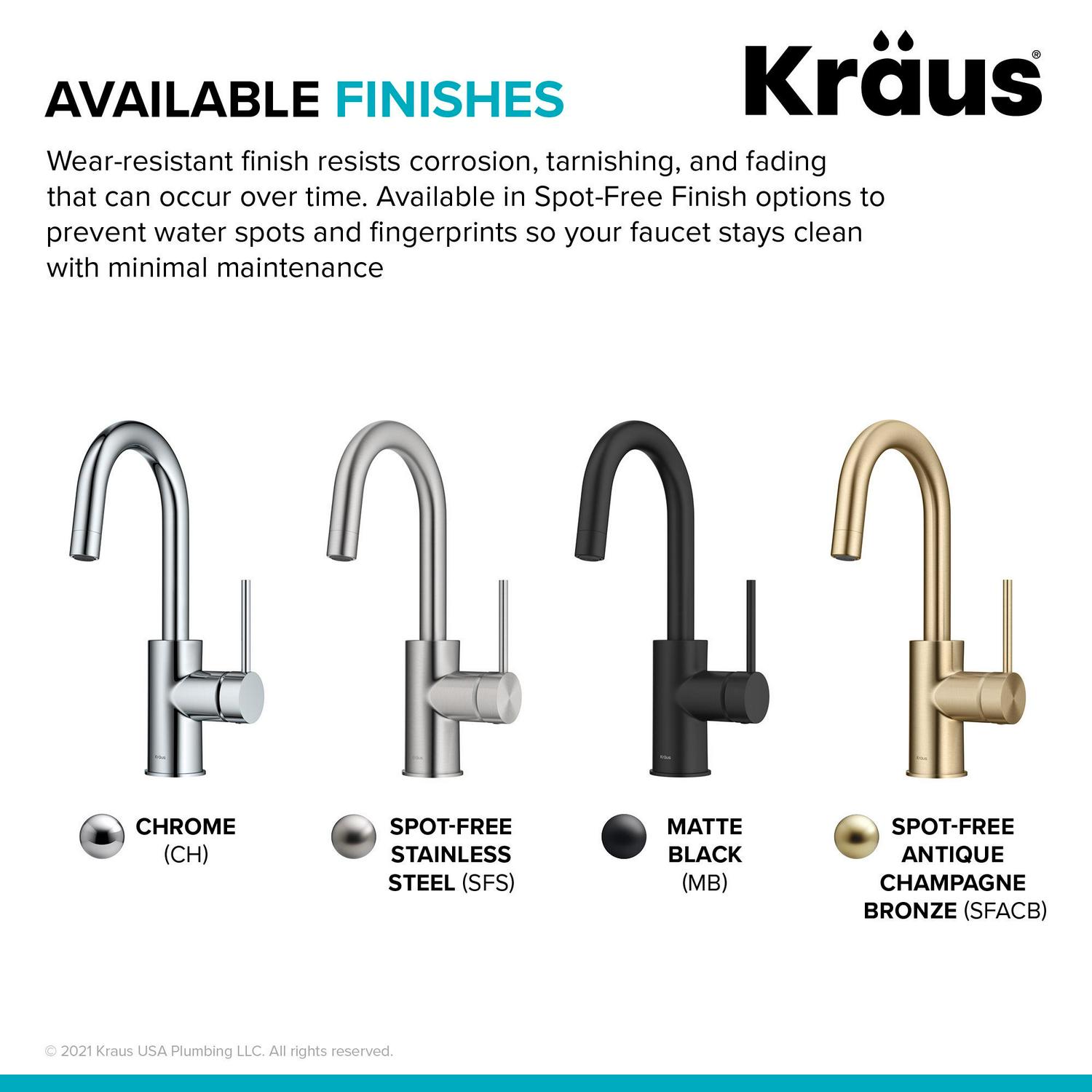 KRAUS Spot Free Oletto Single Handle Kitchen Bar Faucet in all-Brite Stainless Steel Finish