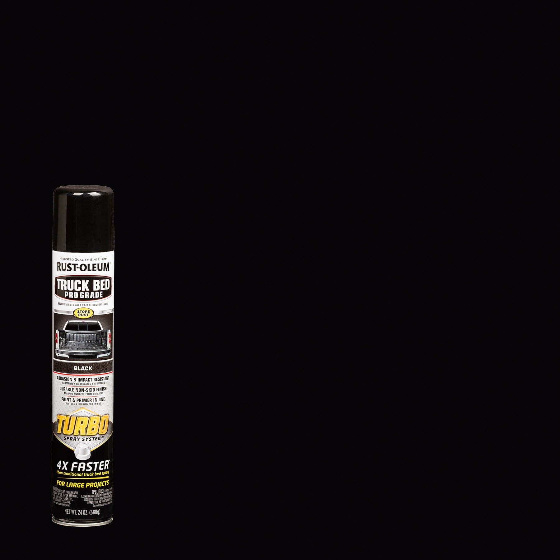 Black， Rust-Oleum Stops Rust Turbo Automotive Flat Textured Truck Bed Spray Paint， 24 oz