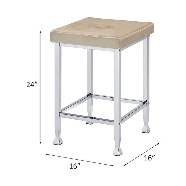 ACME Raine Counter Height Stool in Beige and Chrome (Set of 2)