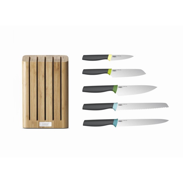 Joseph Joseph Elevate Knives Bamboo 5pc Knife Set With Bamboo Block