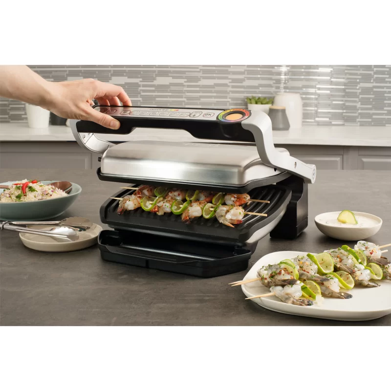 T-Fal GC712D54 OptiGrill + Grill with Automatic Sensor Cooking， Multicolor