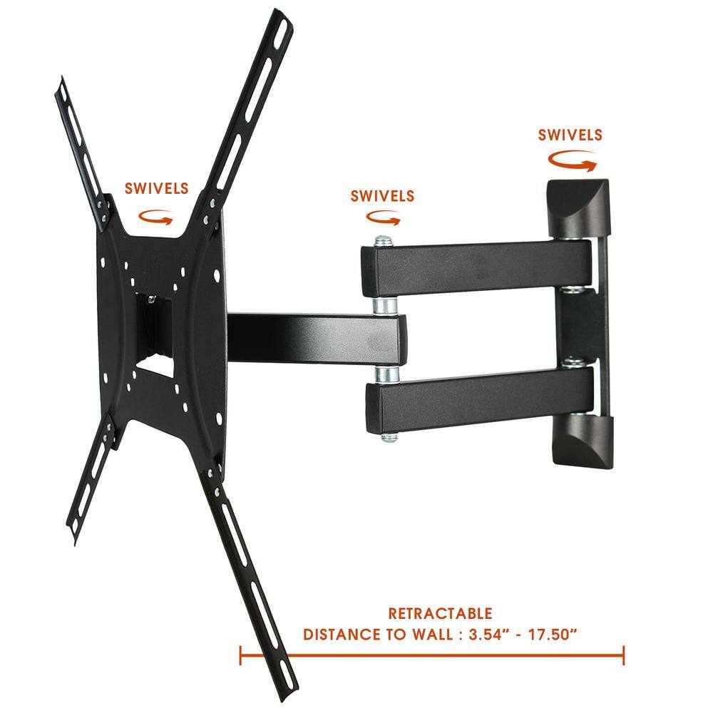 MegaMounts 26 in. to 55 in. Full Motion Single Stud Television Wall Mount in Black 98593571M