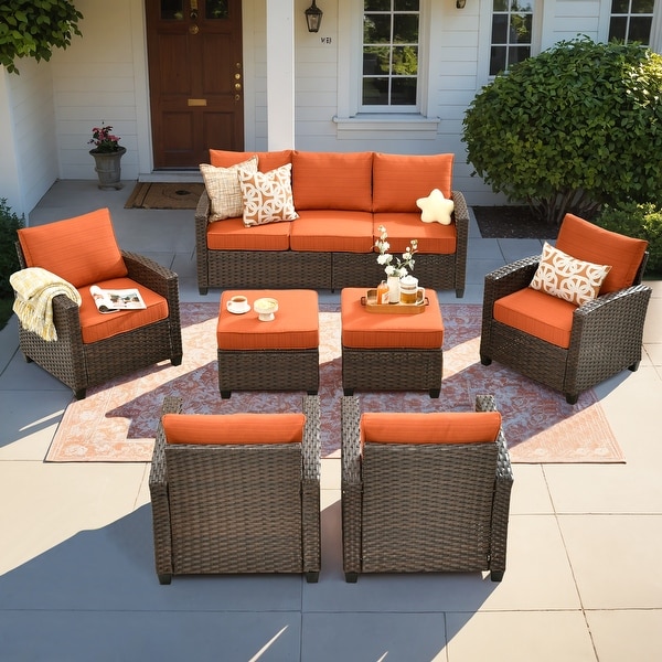 XIZZI Patio Rattan Wicker Furniture Conversation Set