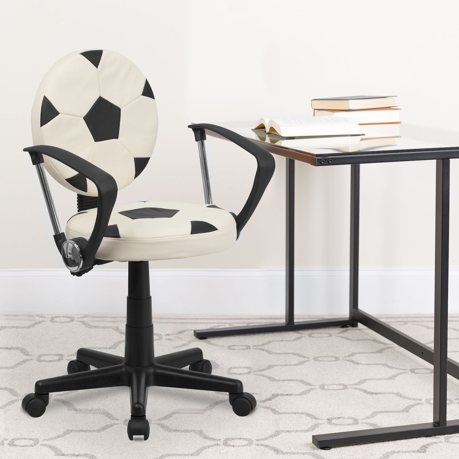 Emma and Oliver Football Swivel Task Office Chair with Arms