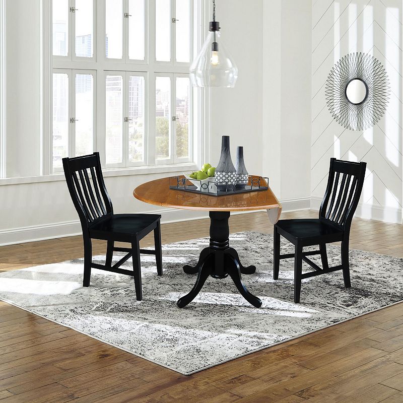 International Concepts Drop Leaf Table and Slat Chair 3-piece Set