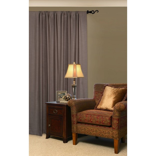 Decorative Drapery Single Rod Set With Scroll Finials Black Lumi Home Furnishings