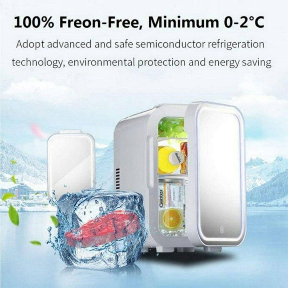 cadeninc 0.28 cu. ft. Mini Fridge in White with LED Lighted Makeup Mirror without Freezer MIX-LQMS7-004