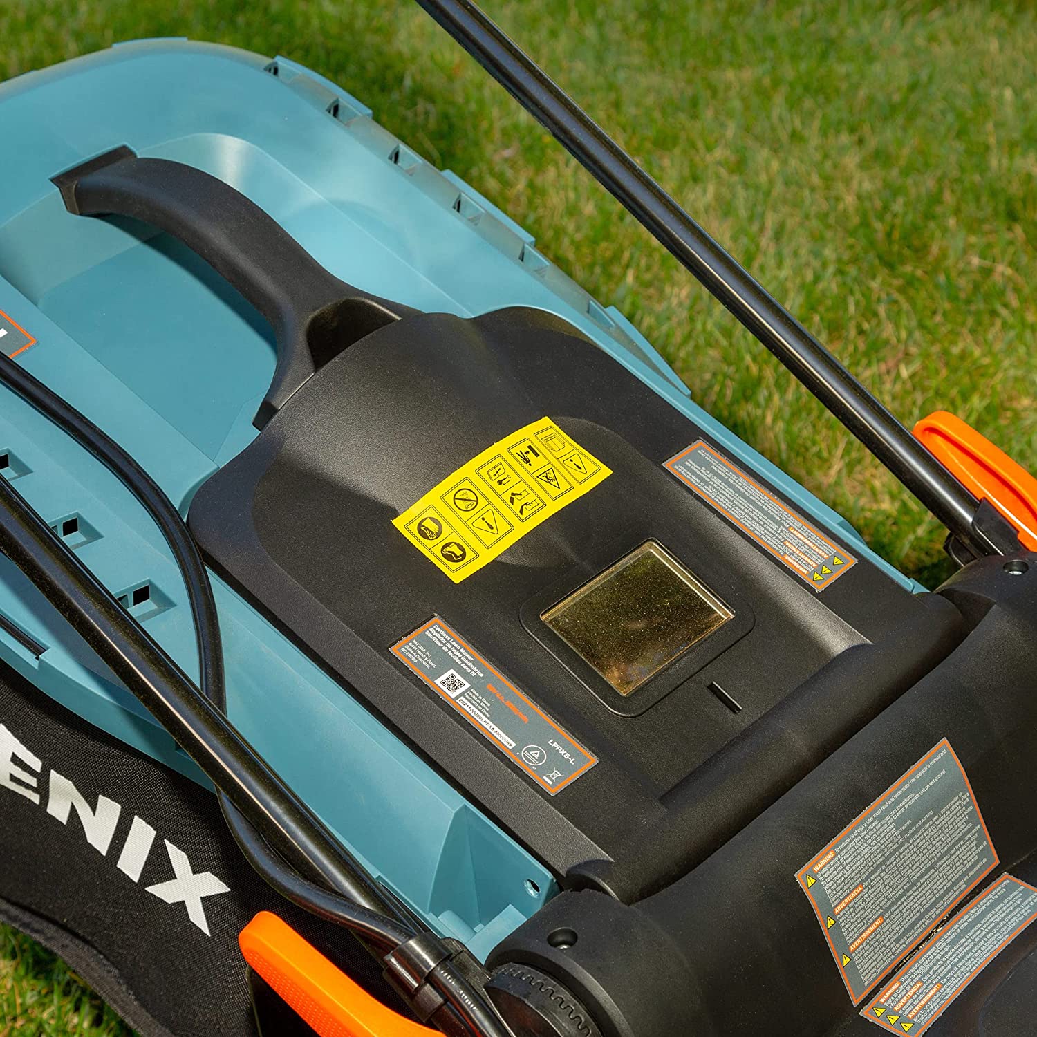 SENIX Electric Lawn Mower， 15-Inch， 58V Max* Cordless Lawn Mower with Brushless Motor， 6-Position Height Adjustment， 2.5Ah Lithium Ion Battery and Charger Included， LPPX5-L， Blue