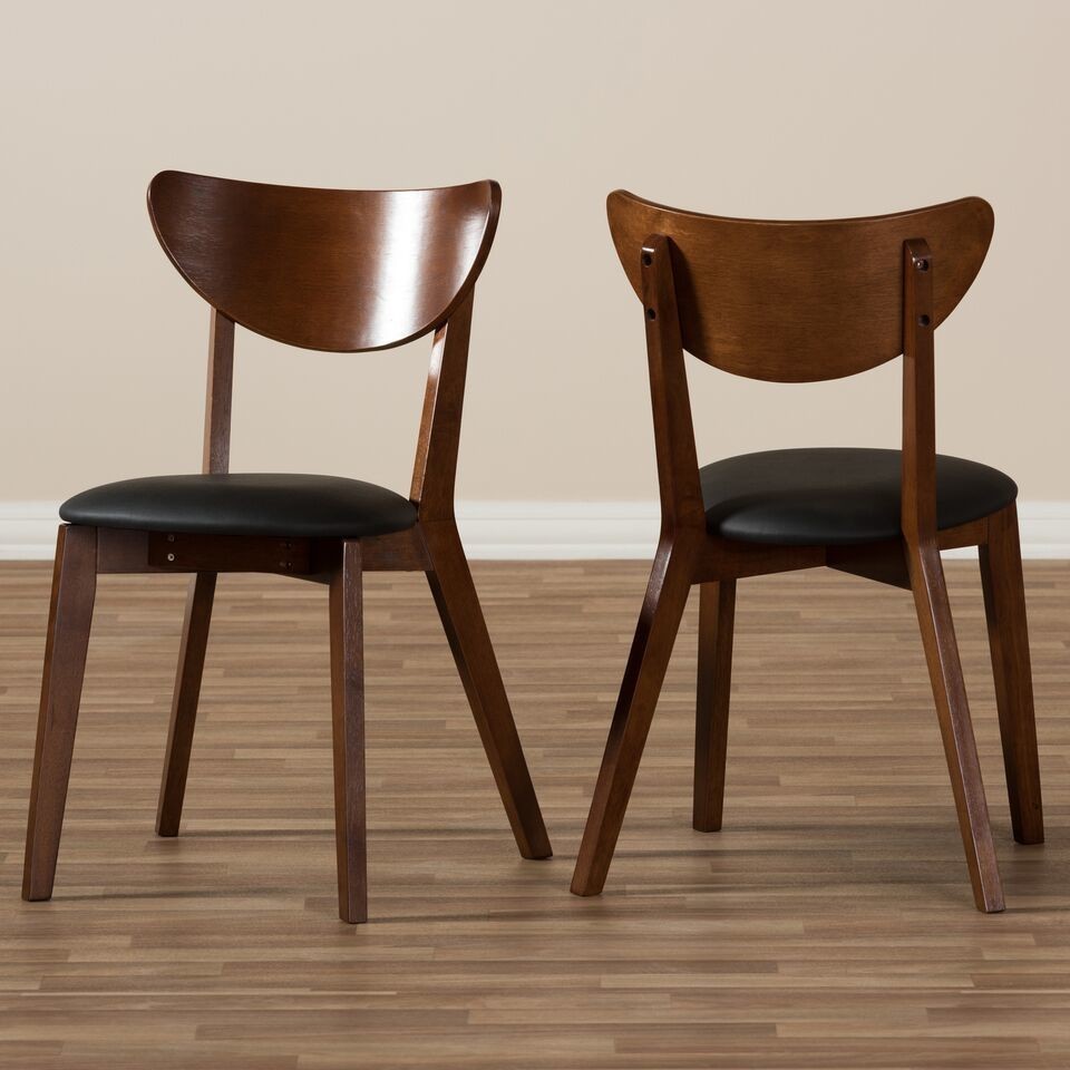 Sumner Faux Leather and Walnut Brown Dining Chair  Set of 2   Midcentury   Dining Chairs   by HedgeApple  Houzz