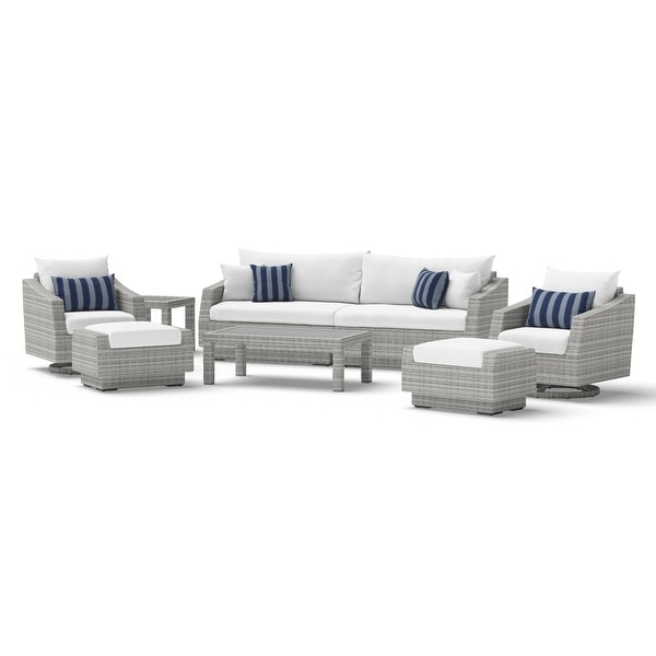 Cannes Deluxe 8 Piece Sunbrella Outdoor Patio Sofa and Club Chair Set