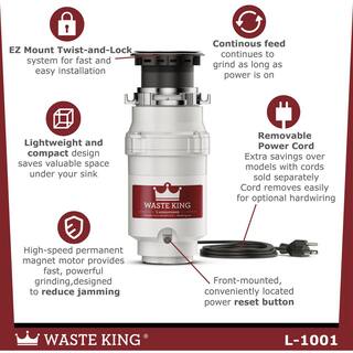 Waste King Legend Series 12 HP Continuous Feed Garbage Disposal L-1001