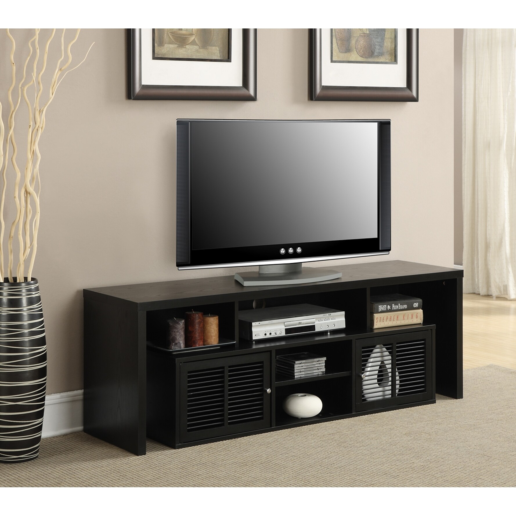 Convenience Concepts Lexington 65 inch TV Stand with Storage Cabinets and Shelves