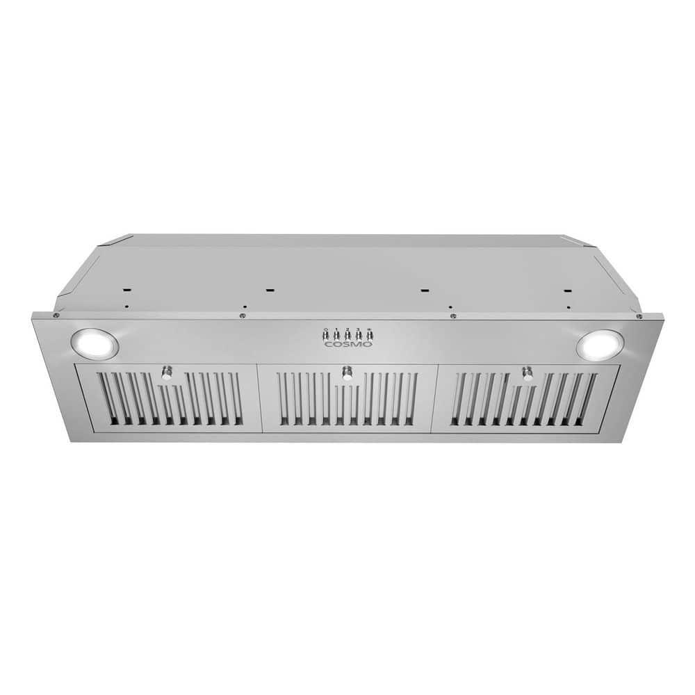 Cosmo 36 in 380 CFM Ducted Insert Range Hood in Stainless Steel with Push Button Controls LED Lights and Permanent Filters