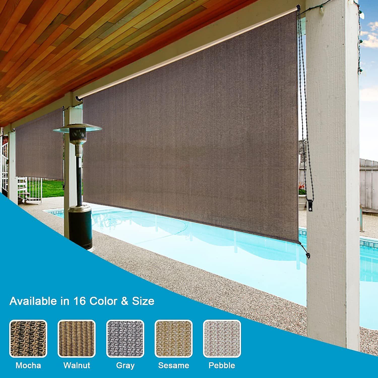 Outdoor Roller Shade 6'(w) X6'(l) Exterior Roll Up Shade Window Blinds， Privacy Patio Sun Shade Roller Shade For Deck Porch Gazebo Balcony Pergola， Mo