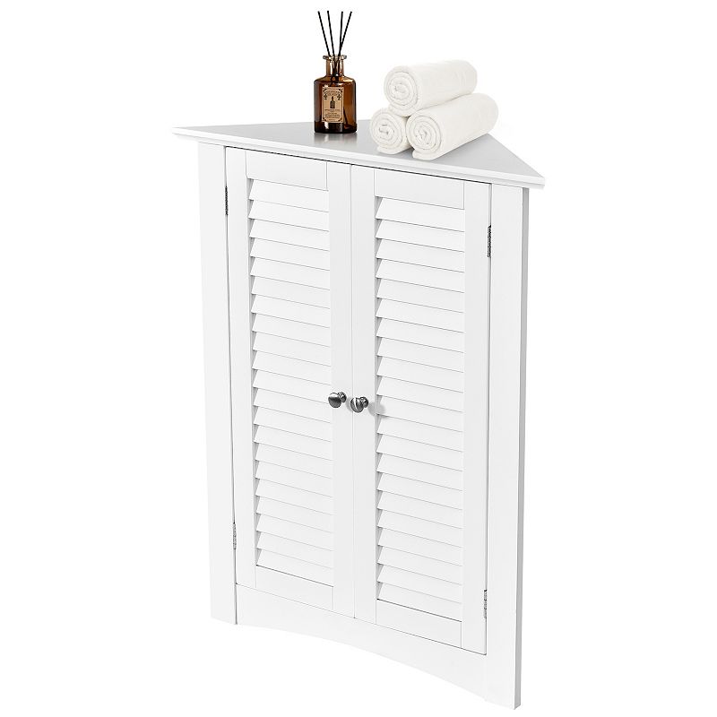 Bathroom Corner Storage Freestanding Floor Cabinet With Shutter Door