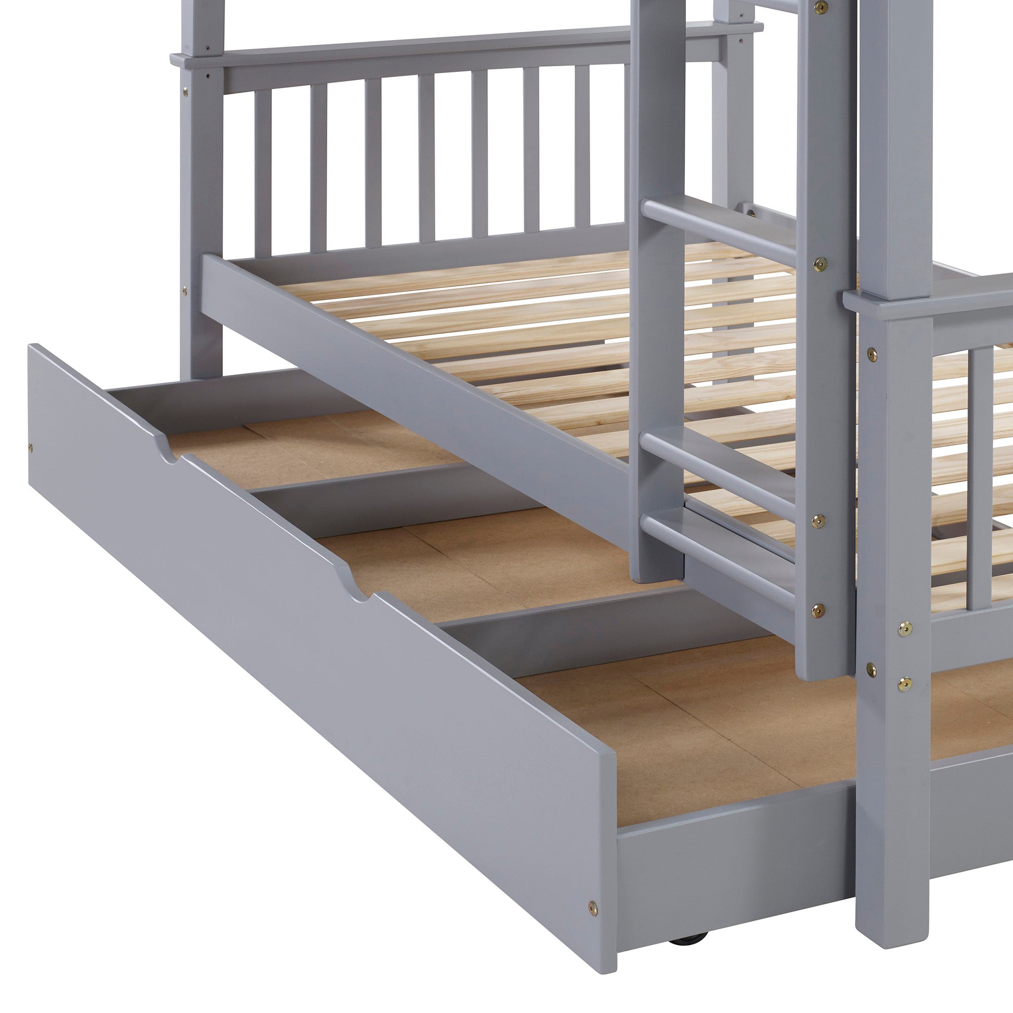 Manor Park Solid Wood Junior Twin Trundle Bed, Grey