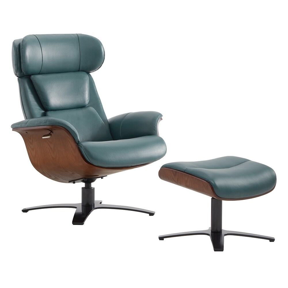 Leon Swivel Recliner Chair with Ottoman Set and Adjustable Headrest