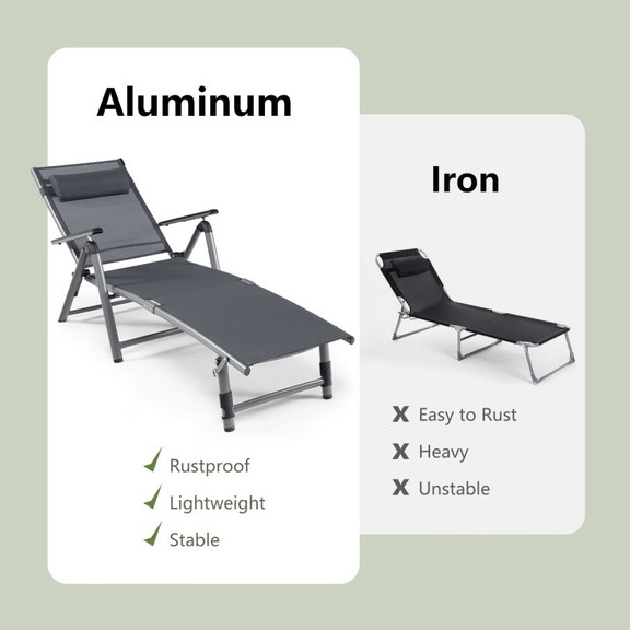 Costway 32698154 Outdoor Aluminum Chaise Lounge Ch...