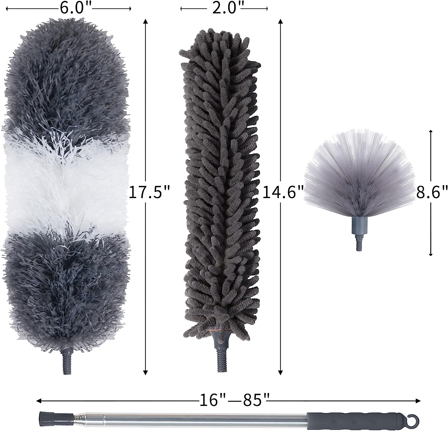 BOOMJOY Microfiber Feather Duster with Extendable Pole, 100