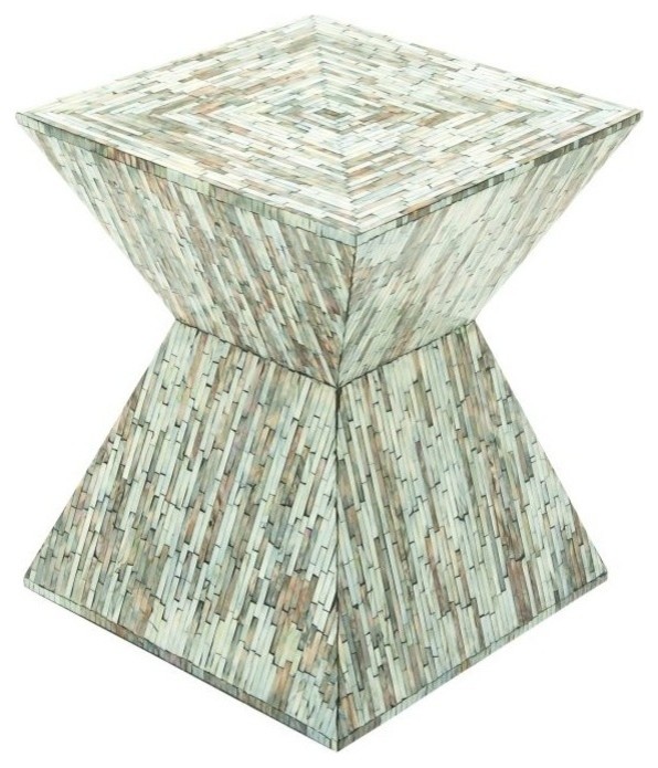 Gray Mother of Pearl Handmade Hourglass Shaped Accent Table 16 quotx 16 quotx 19 quot  Beach Style   Side Tables And End Tables   by pruneDanish  Houzz