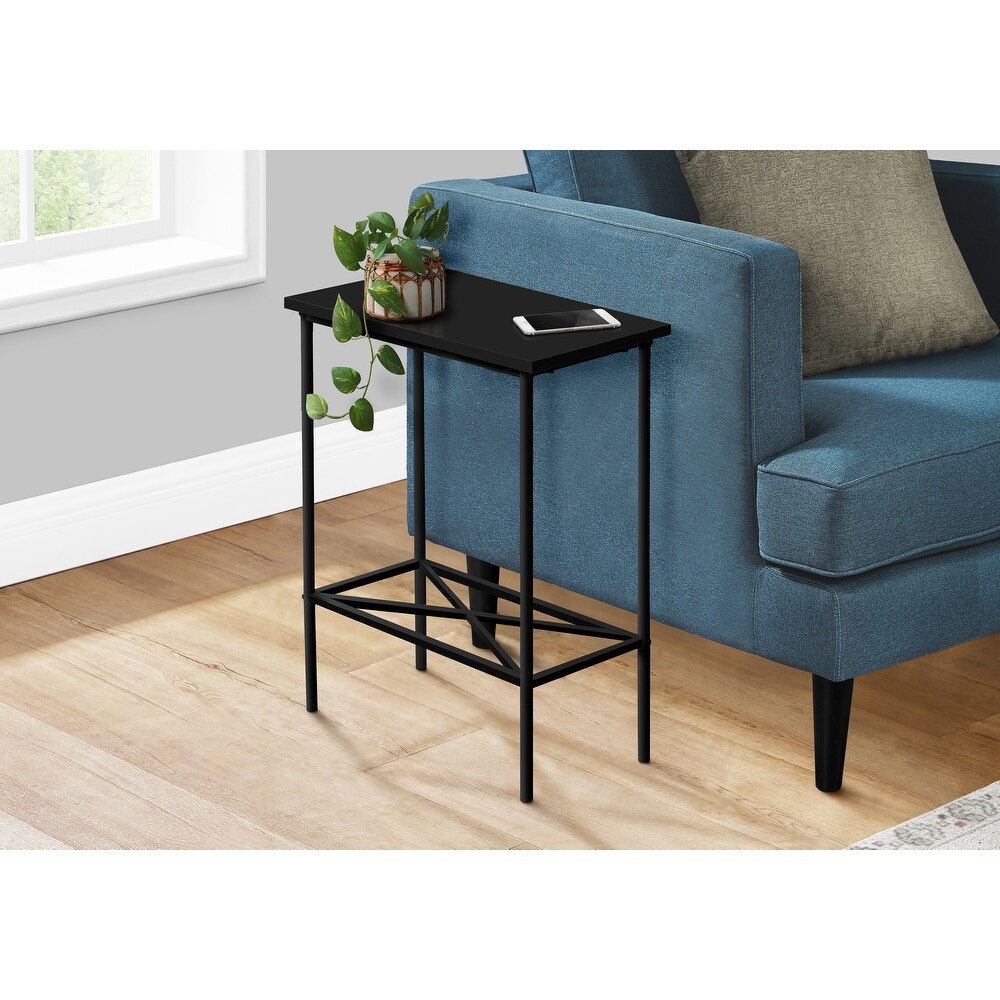 Accent Table  Side  End  Narrow  Small  2 Tier  Living Room  Bedroom  Metal  Laminate  Contemporary  Modern