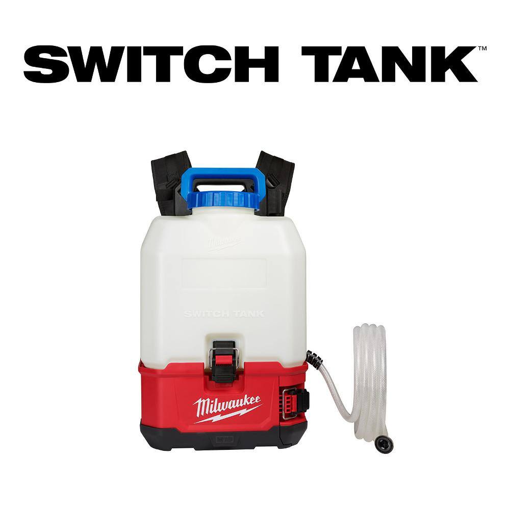 MW M18 18-Volt 4 Gal. Lithium-Ion Cordless Switch Tank Backpack Water Supply Kit with Battery Charger  Safety Glasses 2820-21WS-48-73-2040