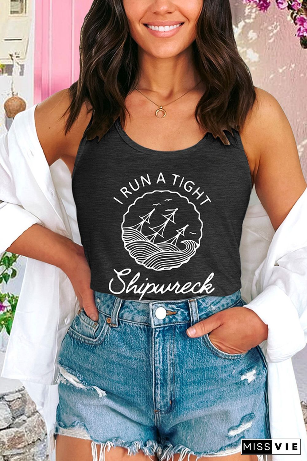 I Run A Tight Shipwreck Graphic Tank Top