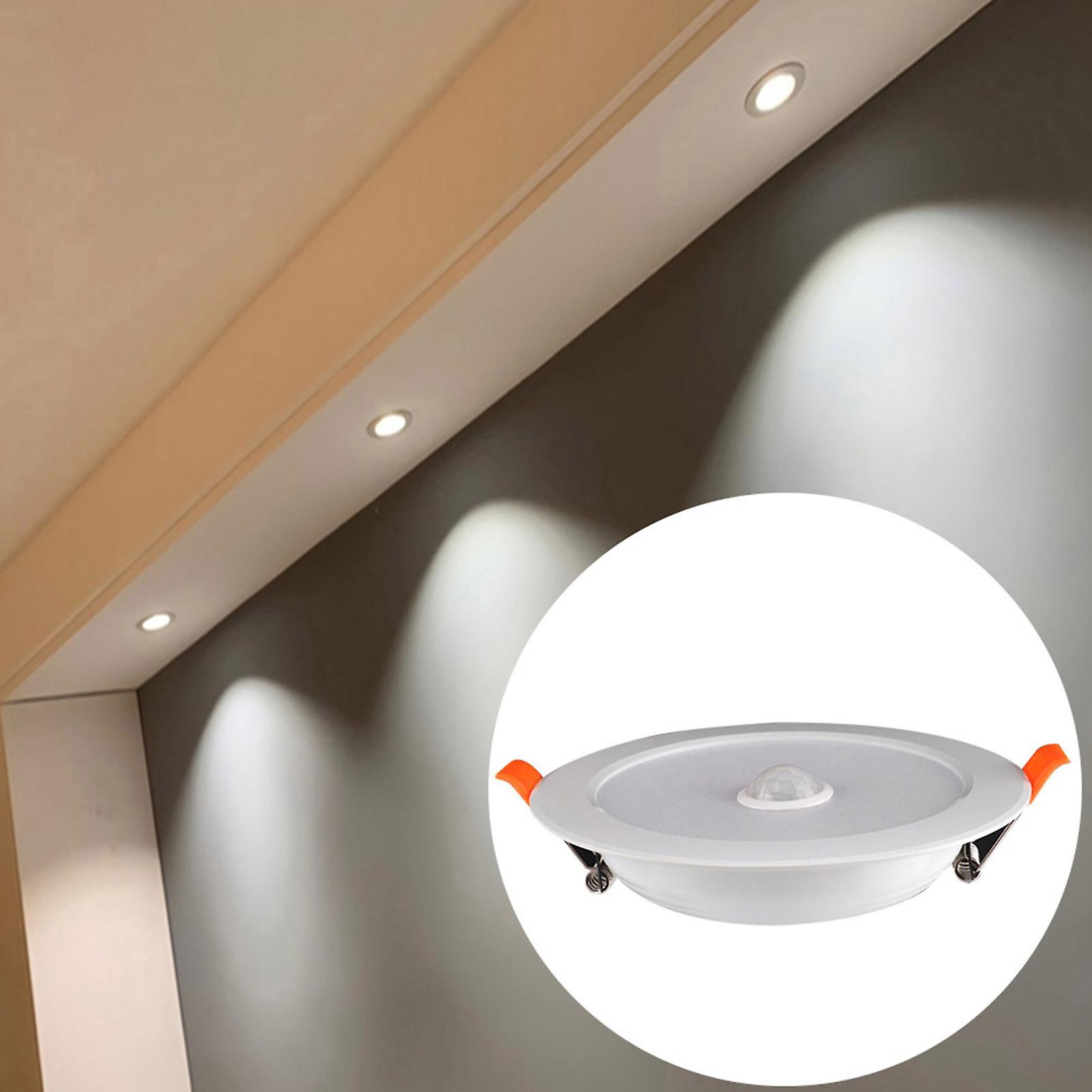 12W AC85‑265V LED Ceiling Light Downlight Human Body Sensor Recessed Lamp for Home Indoor (Pure White 6000K)