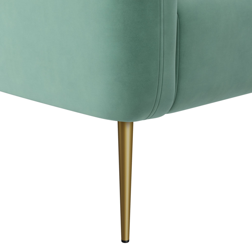 Accent Chair  Rounded Design With Golden Legs and Channel Tufted Back  Turquoise   Midcentury   Armchairs And Accent Chairs   by Declusia  Houzz