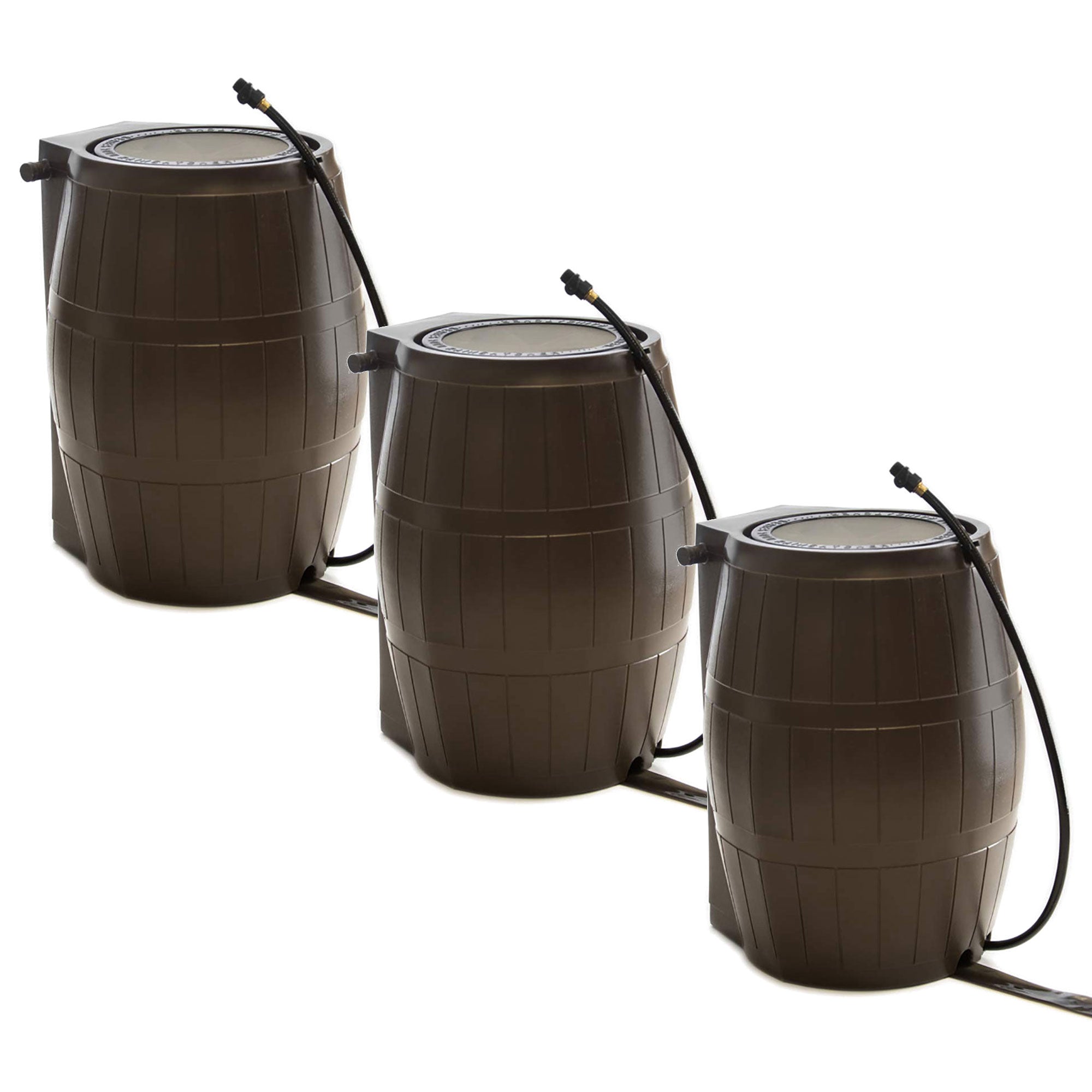 FCMP Outdoor RC4000 45-Gallon Rain Water Catcher Barrel， Brown (3 Pack)