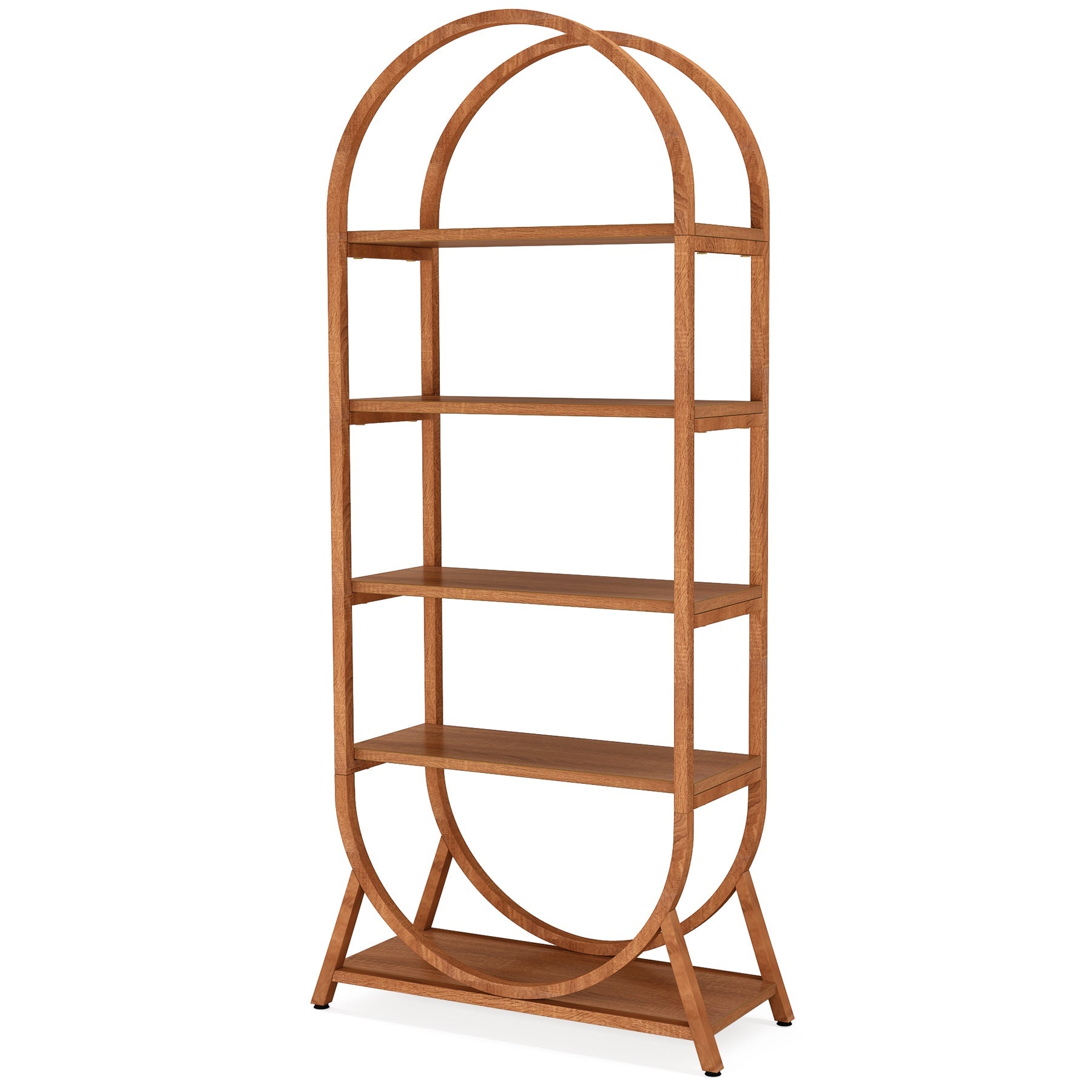 5-Tier Bookshelf, 70.8 Open Bookcase Arched Display Rack