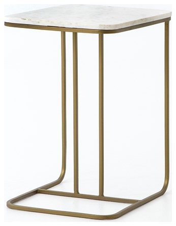 Luca End Table Iron Matte Brass  Polished White Marble   Contemporary   Side Tables And End Tables   by Rustic Home Furniture Deco  Houzz