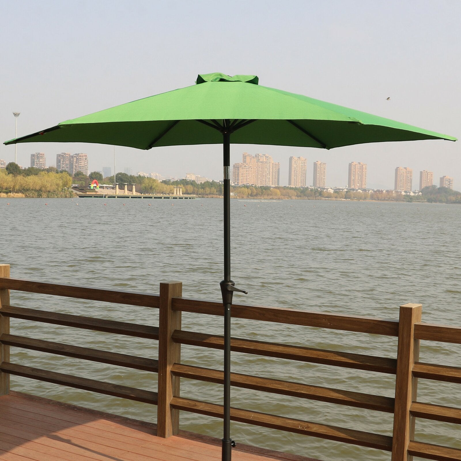 BAOERRS 9 ft Patio Umbrella Outdoor Market Umbrellas Table Umbrellas Best for Deck, Balcony, Garden, Lawn & Pool with Carry Bag, Green