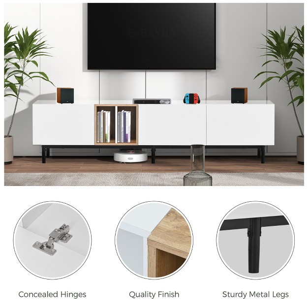 Modern Tv Stand For Tvs Up To 80 x27 x27 Entertainment Center With Large Storage Cabinet modernluxe