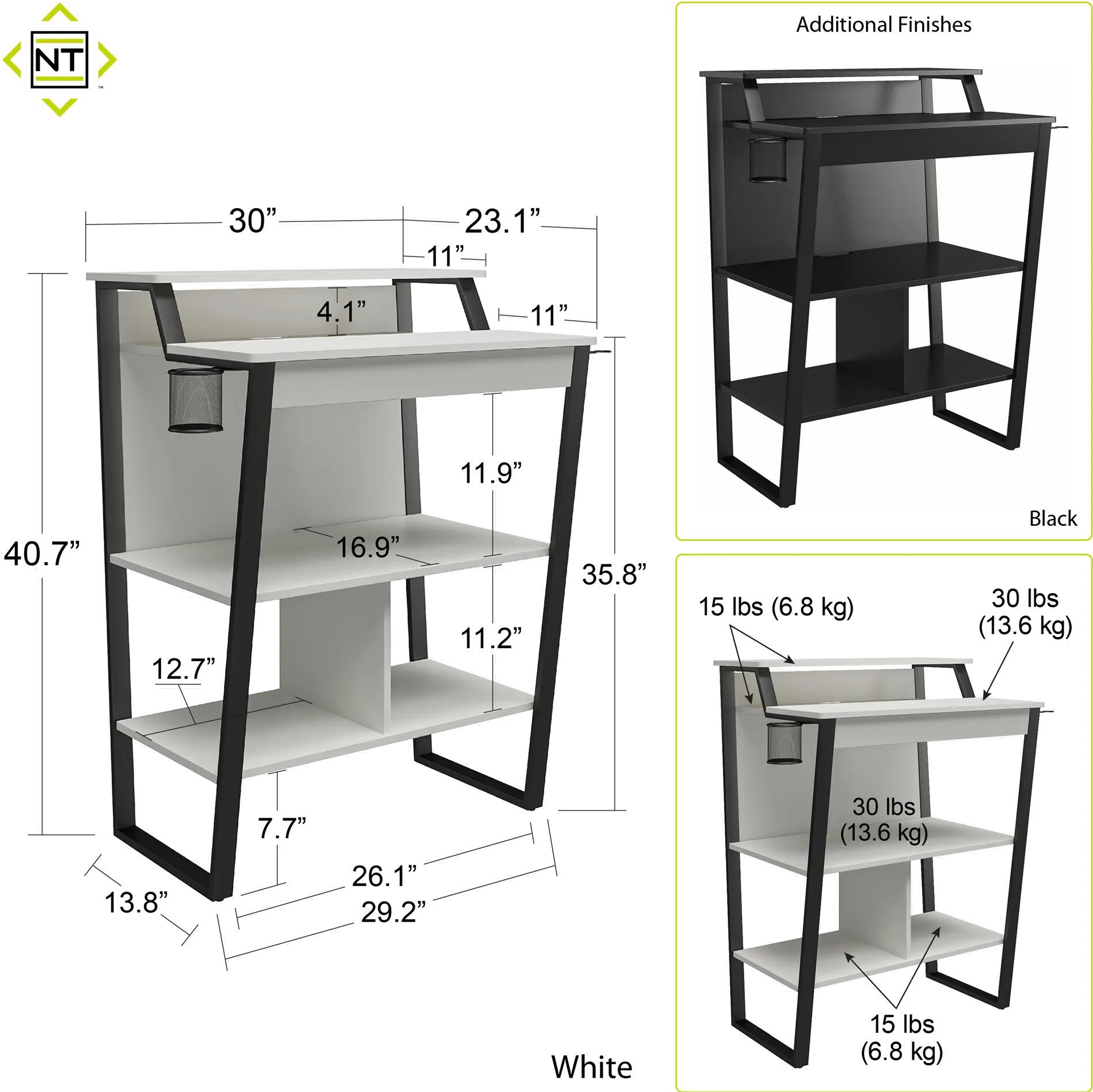 Genesis White Standing Gaming Desk