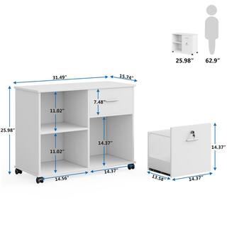 TRIBESIGNS WAY TO ORIGIN Cindy White File Cabinet with 2 Cube and 2-Drawers HD-F1437