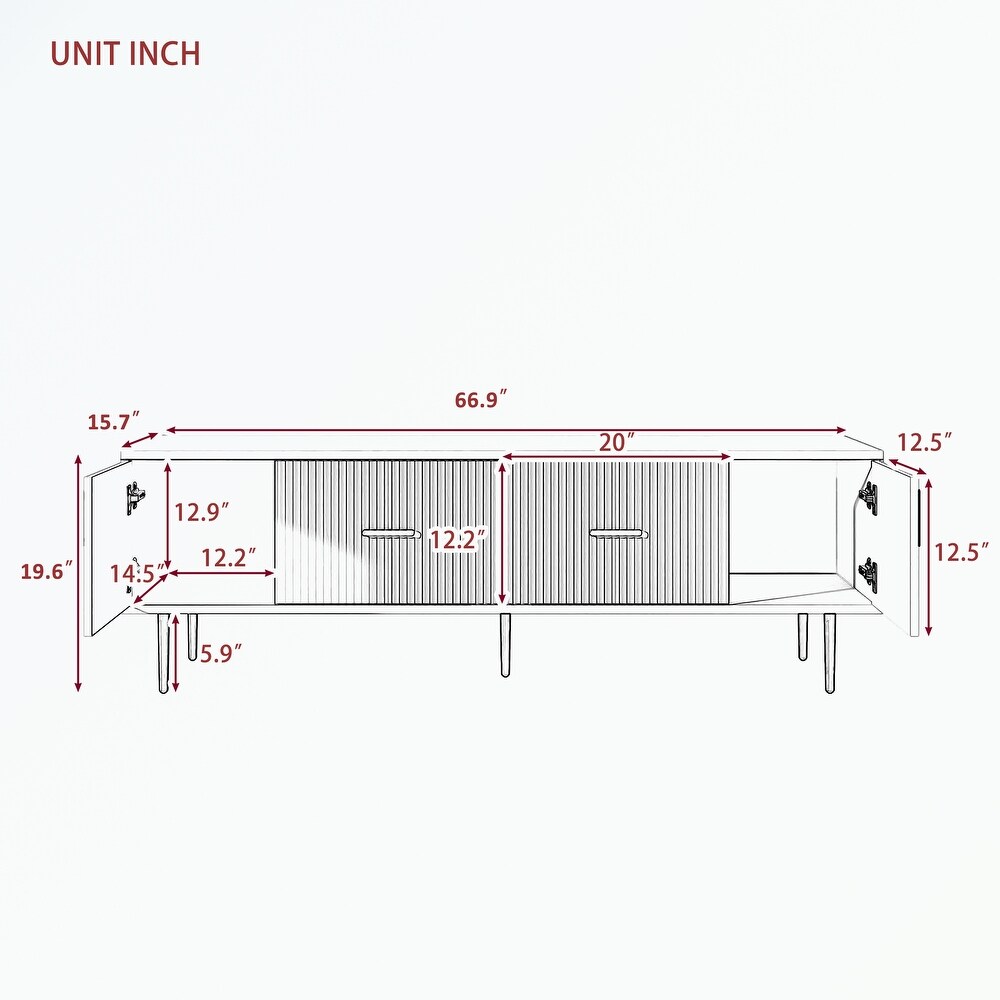 TV Stand with 5 Champagne Legs