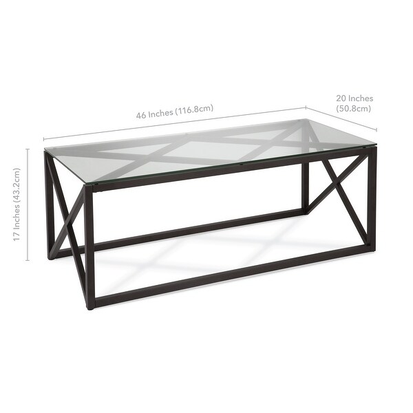 Dixon Geometric X-Base Metal and Glass Coffee Table (Optional Finishes)