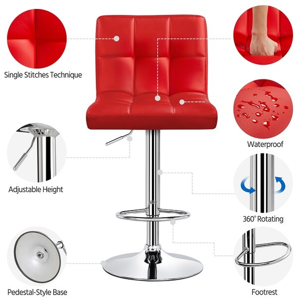 2PCS Faux Leather Adjustable Bar Stools for Home