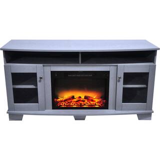 Cambridge Savona 59 in. Electric Fireplace with Enhanced Log Display in Blue CAM6022-1SBLLG2